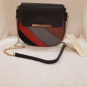 Black Shoulder Bag with Gold Chain